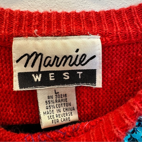 Marnie West Vintage Red Sequin Sweater Size Large - Picture 5 of 9